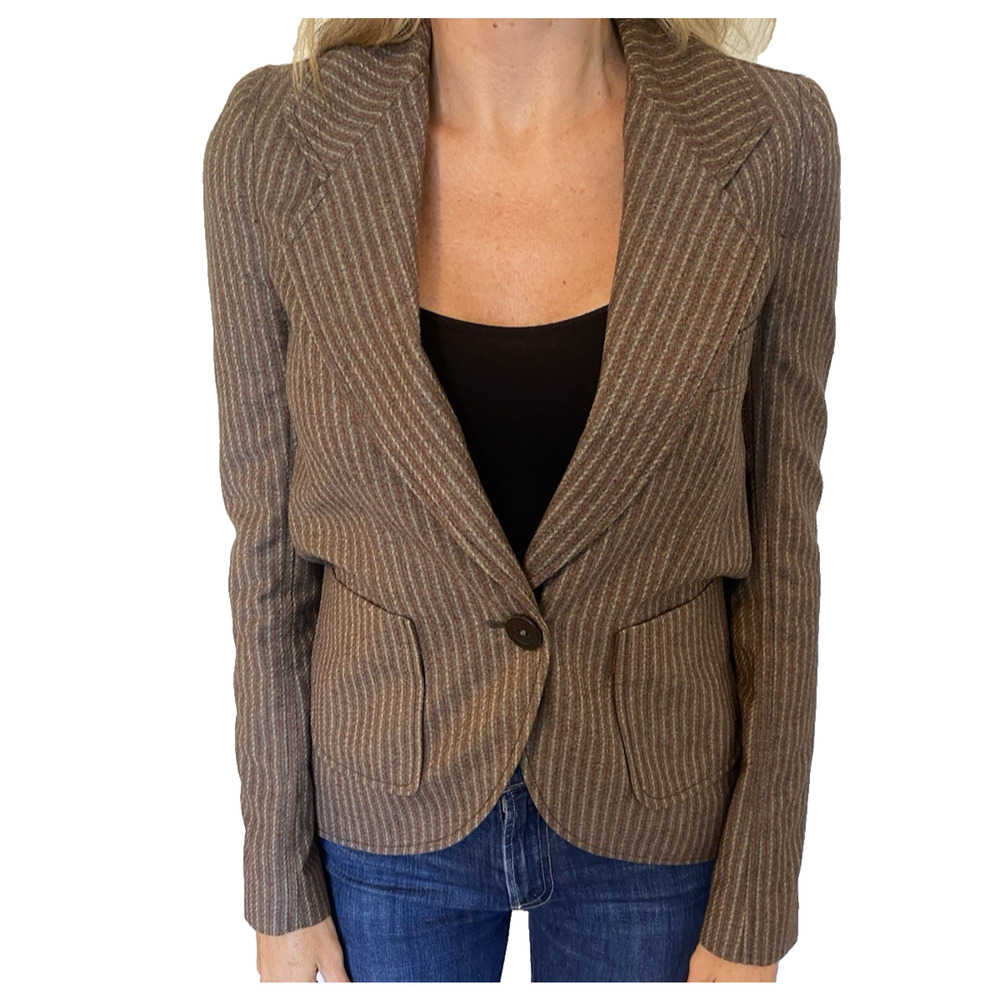 Proenza Schouler Brown Pinstripe Single-Button Blazer